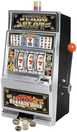 Mirage Imports Jumbo 15″ Slot Machine Coin Bank | Casino Toy Slots Piggy Bank | Flashing Lights and Jackpot Sounds