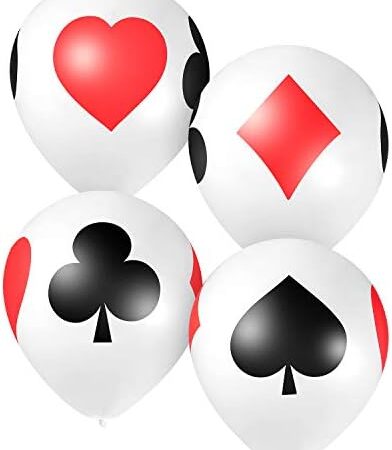 12 Inch Casino Card Night Latex Balloons, 50 Pack Poker Balloons Casino Party Balloons, Casino Night Poker Birthday Decorations