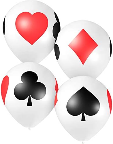12 Inch Casino Card Night Latex Balloons, 50 Pack Poker Balloons Casino Party Balloons, Casino Night Poker Birthday Decorations