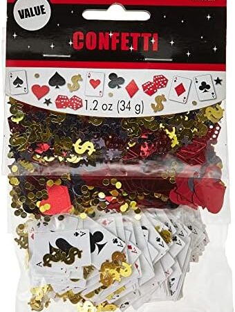 Casino Multicolor Royale Party Paper & Foil Confetti – 1.2 oz. (1 Pack) – Ideal For Poker Game Nights & Casino Themed Events