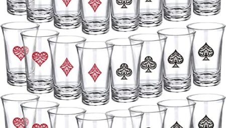 Chuangdi 24 Pcs Casino Party Favors 1.2 Ounce Acrylic Shots Glass for Adults Poker Game Night Party Decoration Funny Shot Glasses for Vegas Theme Party Decoration Casino Birthday Party Decoration
